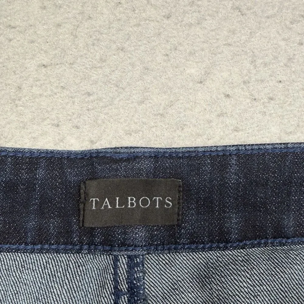 Talbots Everyday Relaxed Jean Size 14 Blue Indigo Plaid Cuff Ankle Flannel Lined